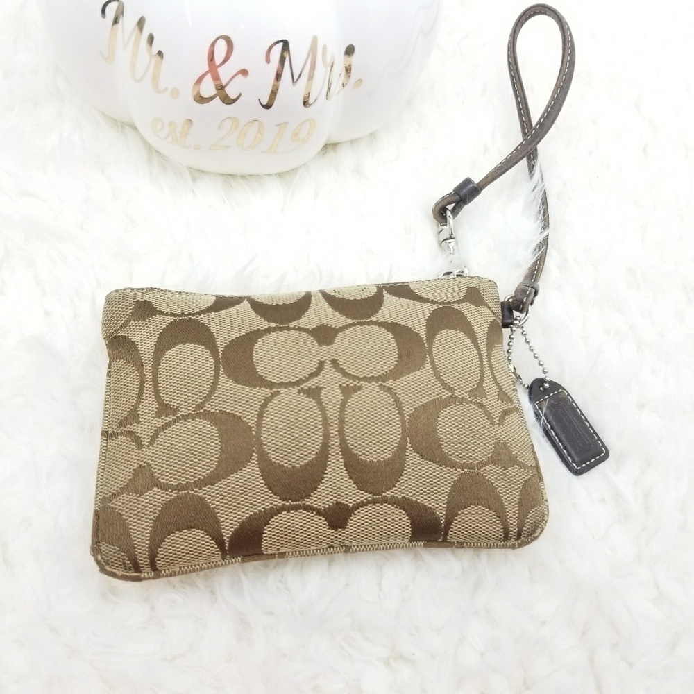 Coach Wristlet Monogram Tan and Brown - Picture 7 of 8